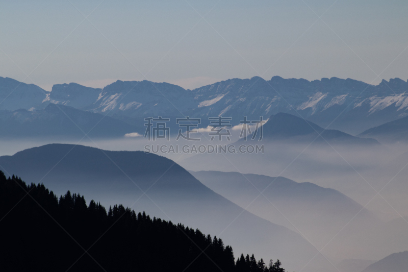 The Vercors,山谷,欧洲,自然,寒冷,山脊,法国,奥弗涅罗娜阿尔卑斯,冬天,图像