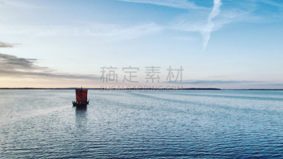 维京船,海洋,船,帆,黄昏,帆船,户外,天空,木制,峡湾