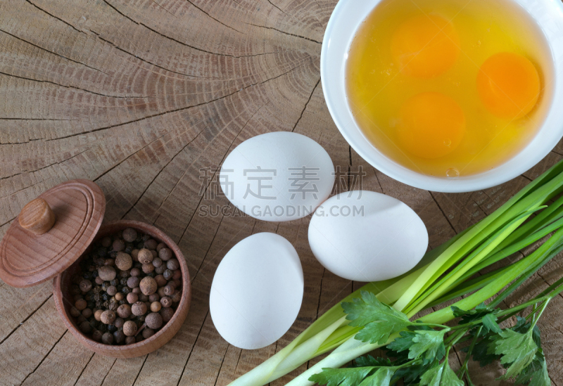 食品,蛋黄,木制,蛋,枝繁叶茂,背景,高视角,胡椒,构图,分享