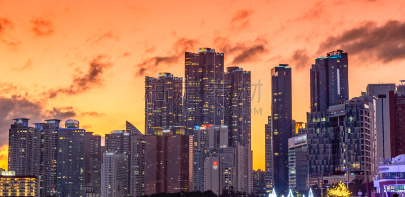 韩国,城市天际线,釜山,海云台,海滩,都市风景