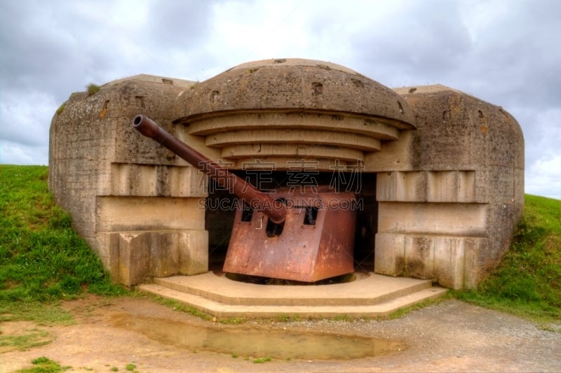 法国,诺曼底登陆日,电池,诺曼底,海滩,德国,从上面看过去,方向,着陆