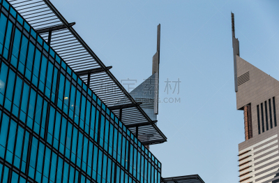 阿联酋大厦,角落,高个子,办公室,天空,未来,水平画幅,玻璃,透视图,在边上