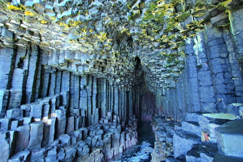 英国,芬格尔山洞,海洋,岬岛,北,细菌垫,环境,建筑物门,建筑柱,石头