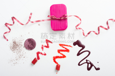 化妆用品,扑面粉,粉饼,粉底,品红色,腮红,背景,白色,魅力,碾碎了的