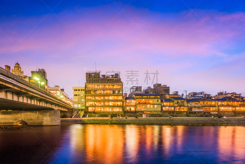 京都府,河流,日本,鸭川,祗园,城镇景观,近畿区域,水,天空,公园