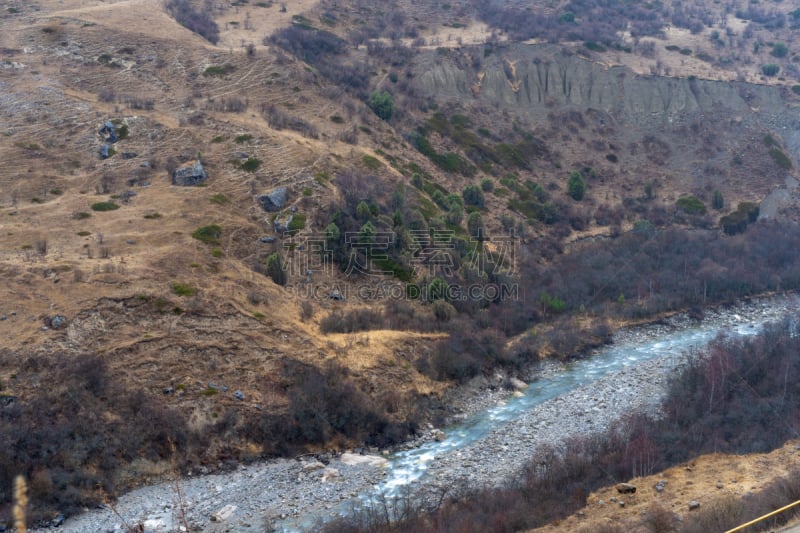 地形,河流,山,平原,树