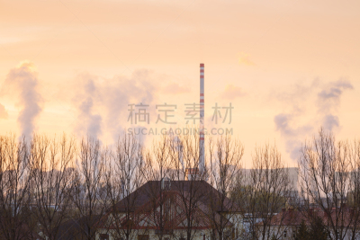城镇,图像,工业,斯洛伐克,无人,造纸厂,工厂,屋顶,烟囱,植物