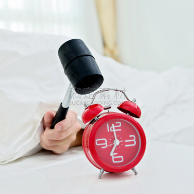 锤子,男人,闹钟,特写,四肢,噪声,早晨,钟,男性,仅男人