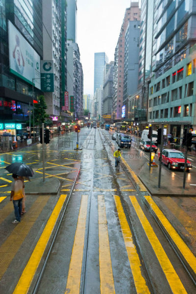 雨,街道,拥挤的,亚洲,步行区,斑马线,人行横道,十字路口,通勤者,人