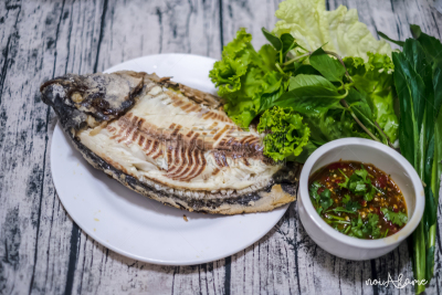 格子烤肉,清新,酱汁,食盐,鱼类,海产,咬过,蔬菜,热,泰国食品