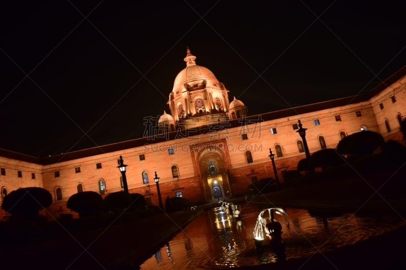 Night Colourful view of Rashtrapati Bhawan in Delhi India, Famous Rashtrapati Bhawan night colourful light view