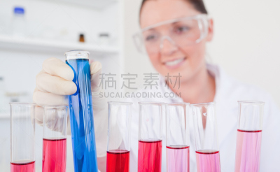 拿着,女性,试管,染红的头发,外套,水平画幅,装管,生物学家,美人