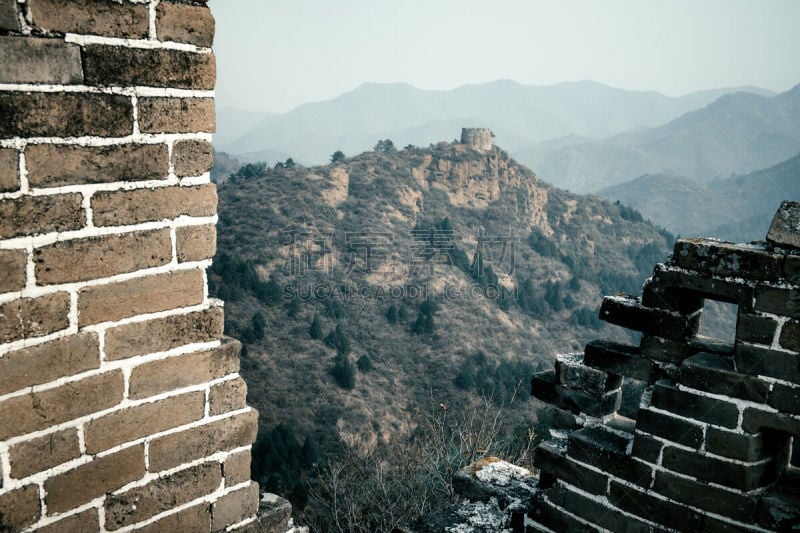 北京,砖,世界遗产,著名景点,小路,植物,夏天,户外,危险,天空