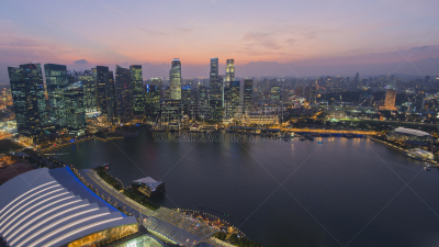 新加坡市,夜晚,全景,滨海广场,滨海湾 ,天空,水平画幅,新加坡,无人,海港
