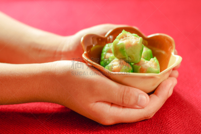 点心,饺子,特写,动物手,烧卖,馄饨,中式小笼包,水平画幅,塞满了的,前景聚焦