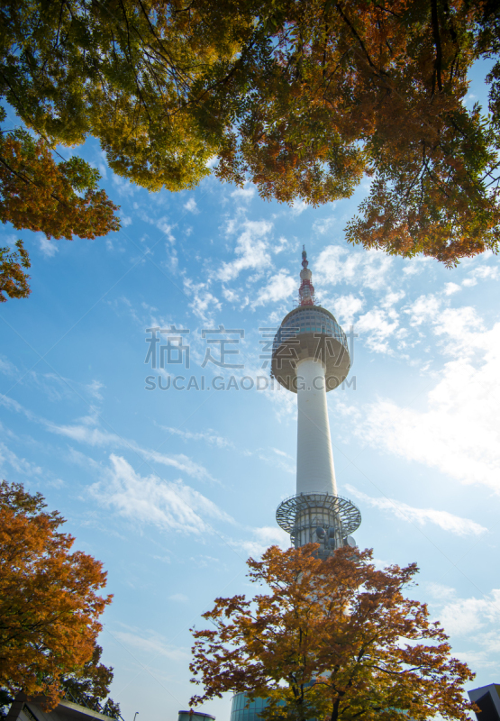 南山塔,首尔,垂直画幅,天空,无人,城市天际线,南,户外,城市,都市风景