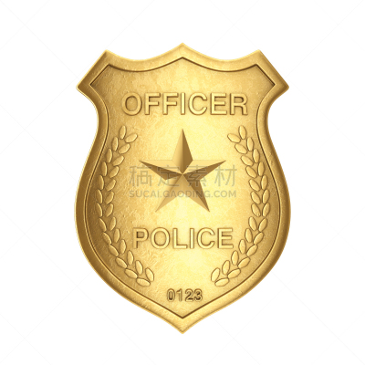 警官,三维图形,黄金,刑事调查,职权,闪亮的,金属,符号,图像,侦探