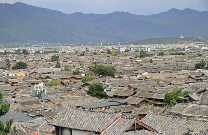 丽江,航拍视角,雪,古老的,旅行者,露脐裤,都市风景,建筑业,高处,过时的