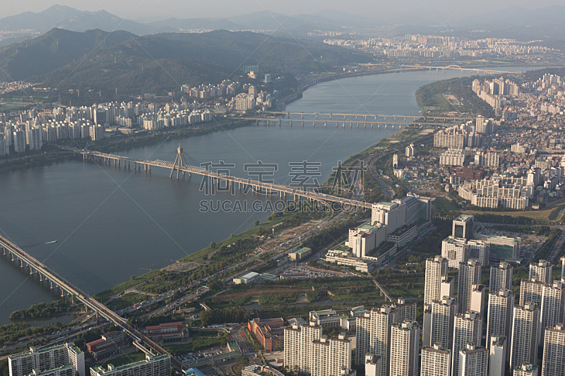 首尔,都市风景,韩国,汉江,江南区,汉城省,水平画幅,高视角,市区路,户外