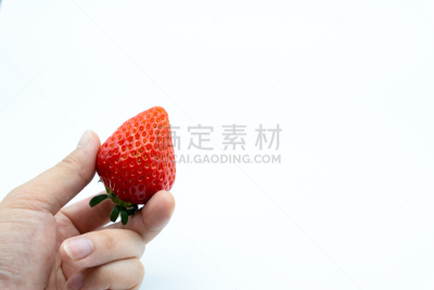 手,白色背景,草莓,清新