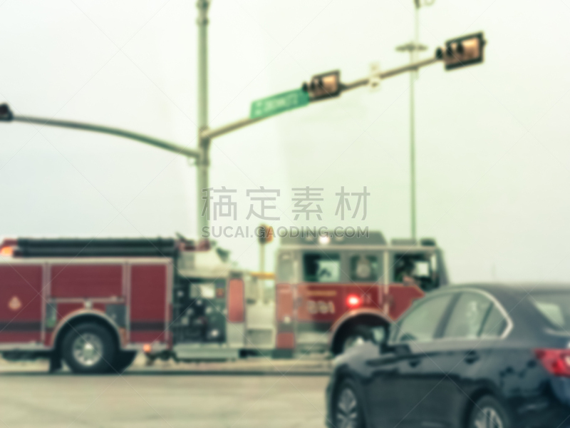 消防车,运动模糊,路口,意外事件,背景聚焦,汽车,交通,迅速,损失