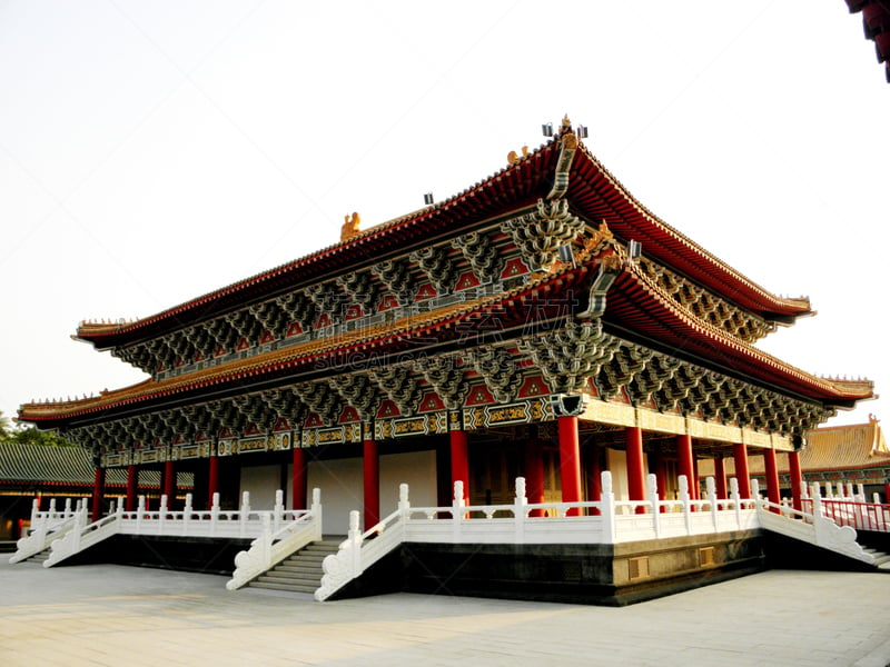 Kaohsiung, Taiwan - December 18, 2018: The Confucius Temple of Kaohsiung is a temple dedicated to the memory of Confucius near Lotus Lake, Zuoying District, Kaohsiung, Taiwan