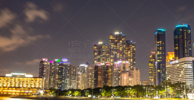 韩国,城市天际线,釜山,海云台,海滩,都市风景