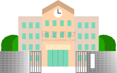 学校,日本,大门,可爱的,小学,城镇景观,春天,公共建筑,背景,绘画插图