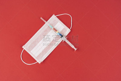 注射器,药,红色背景,日冕形病毒,拉沙病毒,分离着色,生物学,微生物学,球体,健康保健