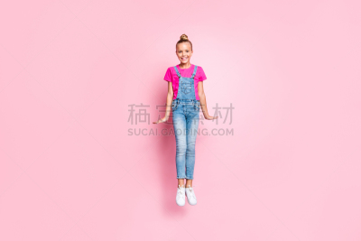 女孩,粉色,快乐,全身像,比例,微笑,刺激,跳,摄影,飞