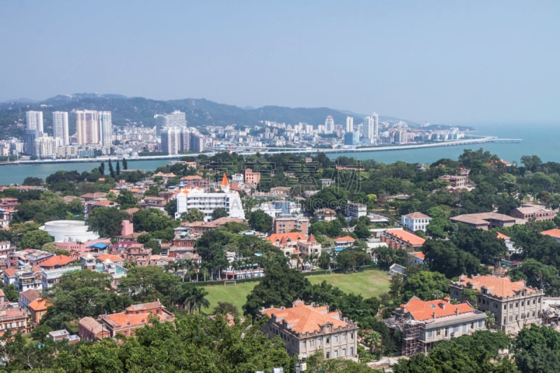 厦门,福建省,都市风景,树冠,度假胜地,水平画幅,高视角,无人,夏天,户外