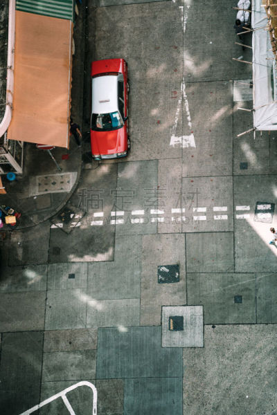 Aerial view of Hongkong Street Scene with Taxi