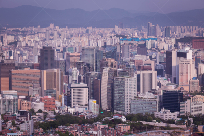 首尔,韩国,城市,水平画幅,山,无人,户外,都市风景,商业金融和工业,著名景点