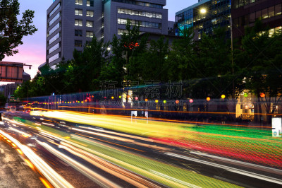 交通,黄昏,韩国,都市风景,首尔,城市生活,前灯,尾灯,汽车,交通堵塞