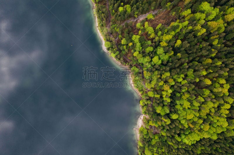 楚格峰,艾博湖,山口,云,河流,瀑布,户外,晴朗,自然,风景