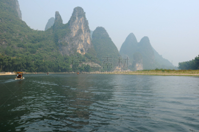 漓江,兴平,木筏,充气艇,阳朔,桂林,喀斯特,水平画幅,山,海港