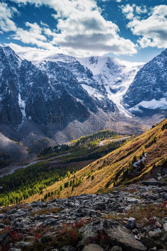 河流,山谷,风景,山口,九月,旅途,山脊,西伯利亚,云,雪