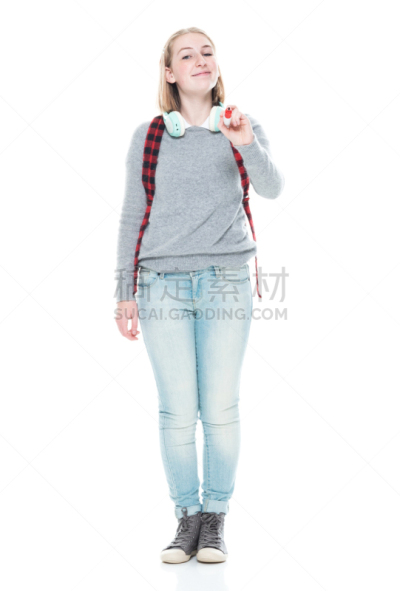 毛衣,水笔,少女,教师,白色背景,多代家庭,英文字母Z,站,包,做