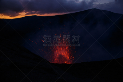 火山口,塔纳岛,瓦努阿图,火山,亚瑟山,在边上,秘密,卡诺岛,旅途,热