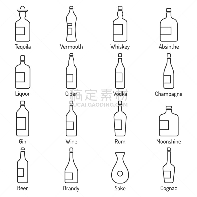 含酒精饮料,矢量,细的,计算机图标,线条,葡萄酒,科涅克,无人,绘画插图,符号