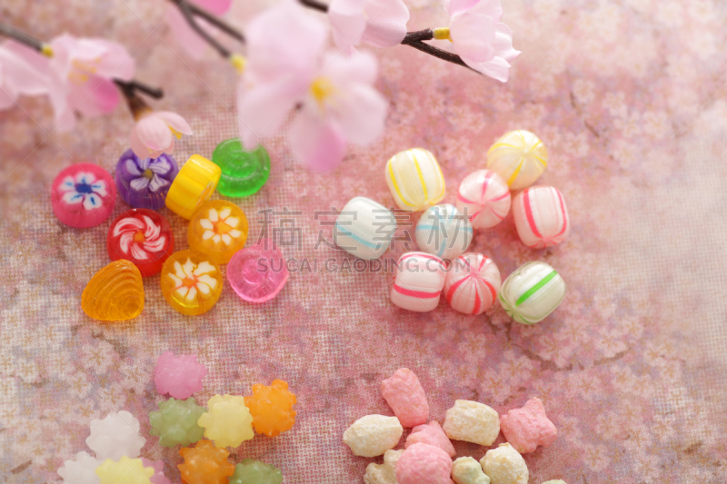 色彩鲜艳,日本,传统,糖果店,果冻,日本点心,珊瑚色,橙色,皱霰,传统节日