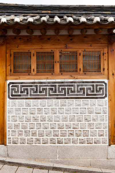 This is a beautiful House of Bukchon Hanok Village, a traditional Korean village in Seoul, South Korea, 37°34'58.159" N 126°59'0.54" E