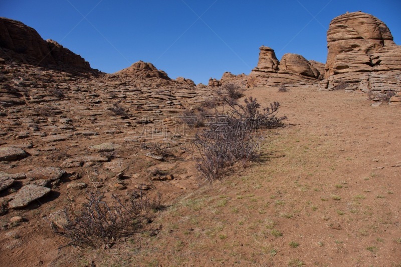 全景,蒙古,石头,岩层,巴加,热,沙岩,著名景点,沙漠,背景