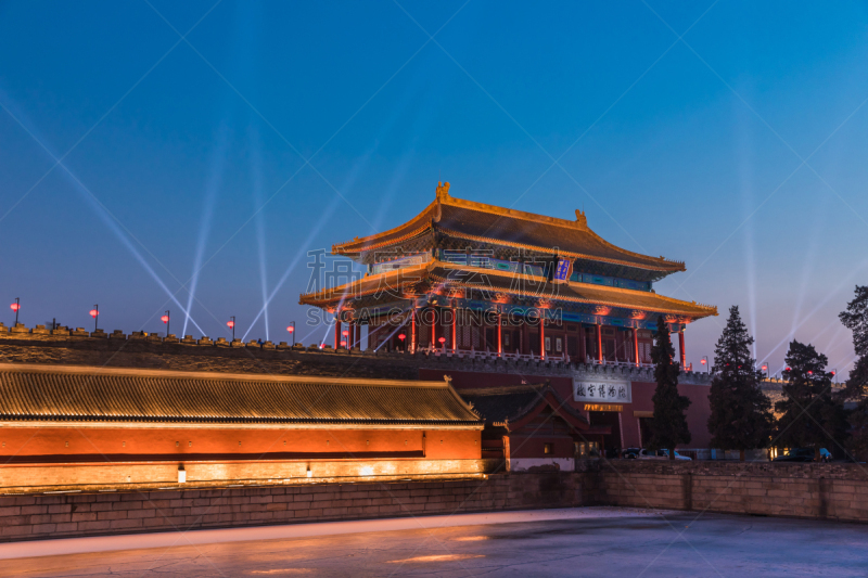北京,故宫,都市风光,夜视,灯笼,世界遗产,复古风格,色彩鲜艳,户外,建筑