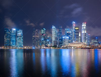 新加坡市,cbd,曙暮光,滨海广场,鱼尾狮公园,滨海湾 ,新加坡,水,高视角,夜晚