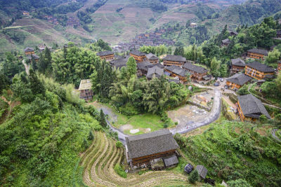 龙胜,乡村,瑶族,商务关系,桂林,水稻梯田,自然,水平画幅,地形,山