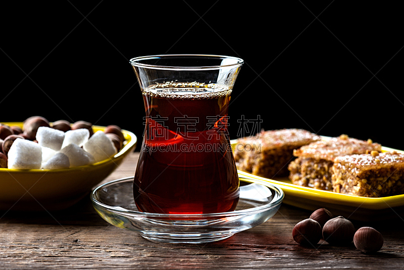 红茶,玻璃杯,芳香的,哈尔瓦甜食,饮料,茶,传统,热,清新,自然界的状态
