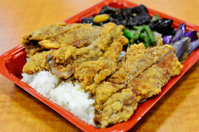 中国食品,中式外卖,青豆,炸制食物,水平画幅,无人,排骨,膳食,特写,肉