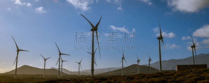 环境,能源,电,绿色,风轮机,天空,云,田地,地形,转