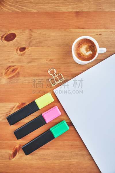 办公用品,书桌,多样,平铺,垂直画幅,办公室,留白,金属夹,组物体,乡村风格